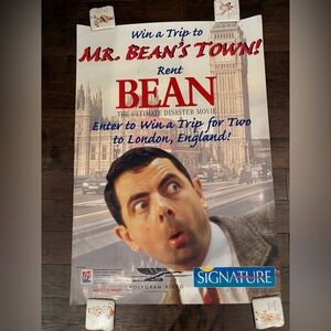 1997 MR. BEAN Ultimate Disaster Movie Promo Poster Win Trip Polygram Video VHS